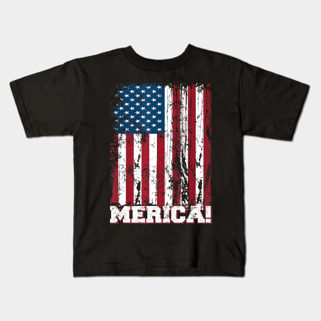 4th of July Independence Day US American Flag Patriotic Kids T-Shirt by Haley Tokey